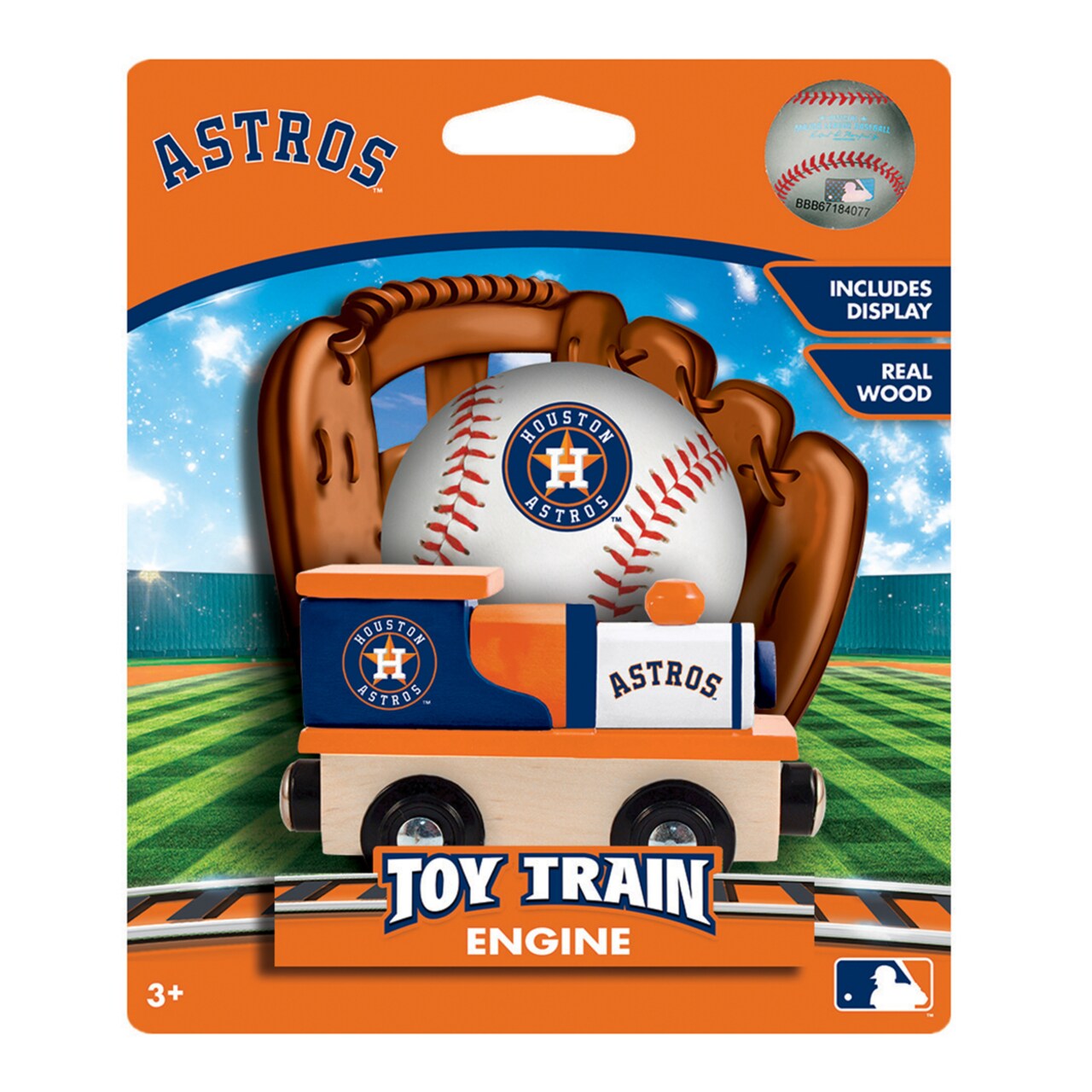 Masterpieces Officially Licensed MLB Houston Astros Wooden Toy Train Engine For Kids
